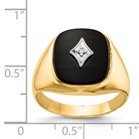IB Goodman 14K Yellow Gold Cushion Onyx and AA Diamond Mens Ring view 5