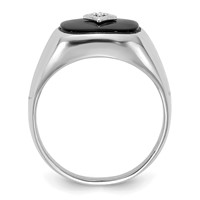 IB Goodman 14K White Gold Cushion Onyx and AA Diamond Mens Ring view 2