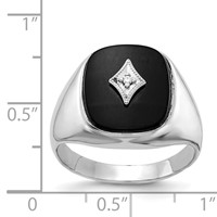 IB Goodman 14K White Gold Cushion Onyx and AA Diamond Mens Ring view 5