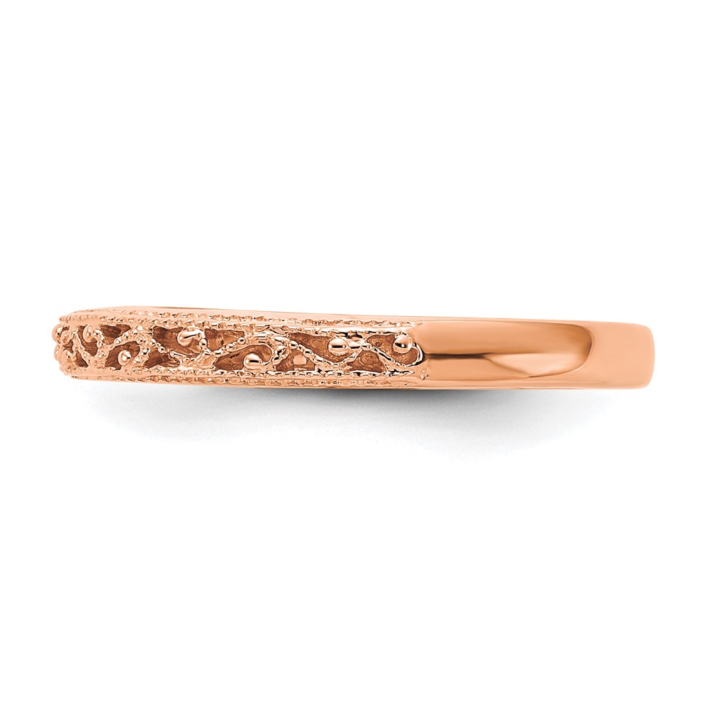 14k Rose Gold 3mm Filigree Wedding Band (X9494)