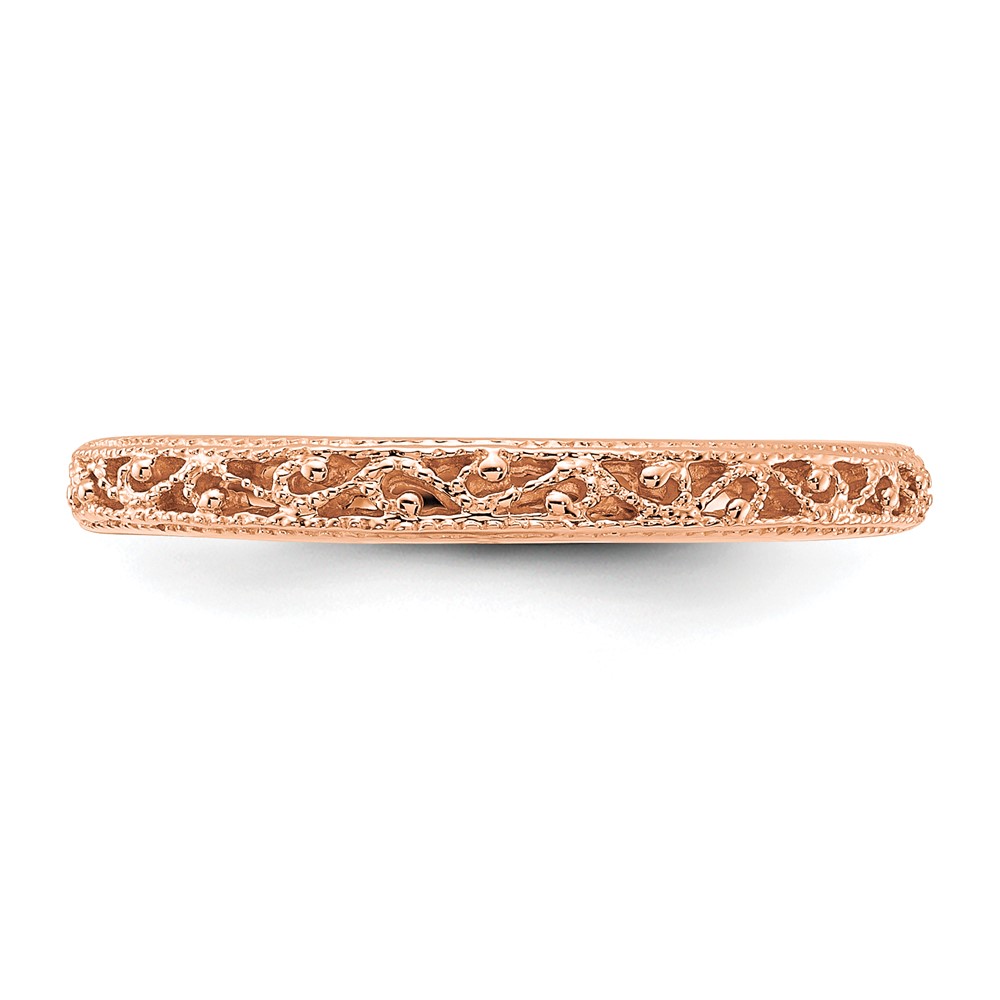 14k Rose Gold 3mm Filigree Wedding Band (X9494)