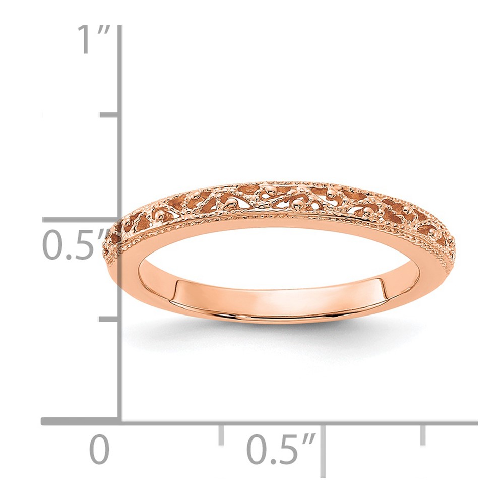 14k Rose Gold 3mm Filigree Wedding Band (X9494)