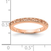 14K Rose Gold 3mm Filigree Wedding Band view 3