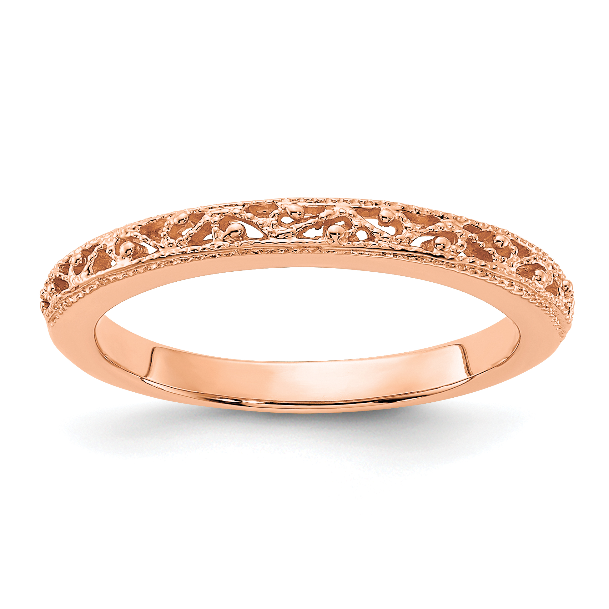 14k Rose Gold 3mm Filigree Wedding Band (X9494)