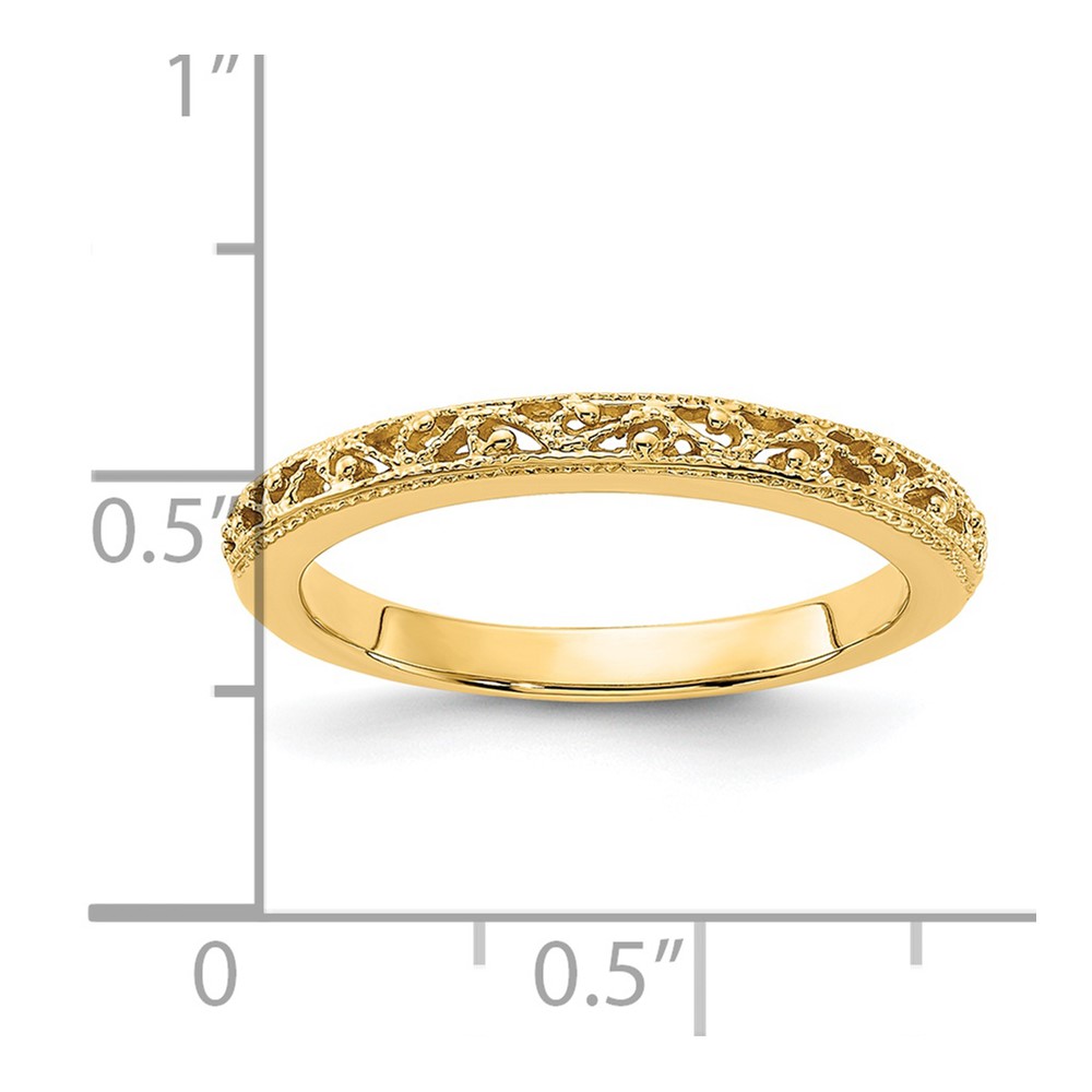 14k 3mm Filigree Wedding Band (X9499)