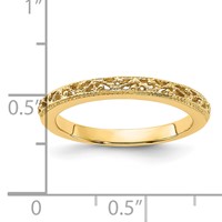 14K 3mm Yellow Gold Filigree Wedding Band view 4