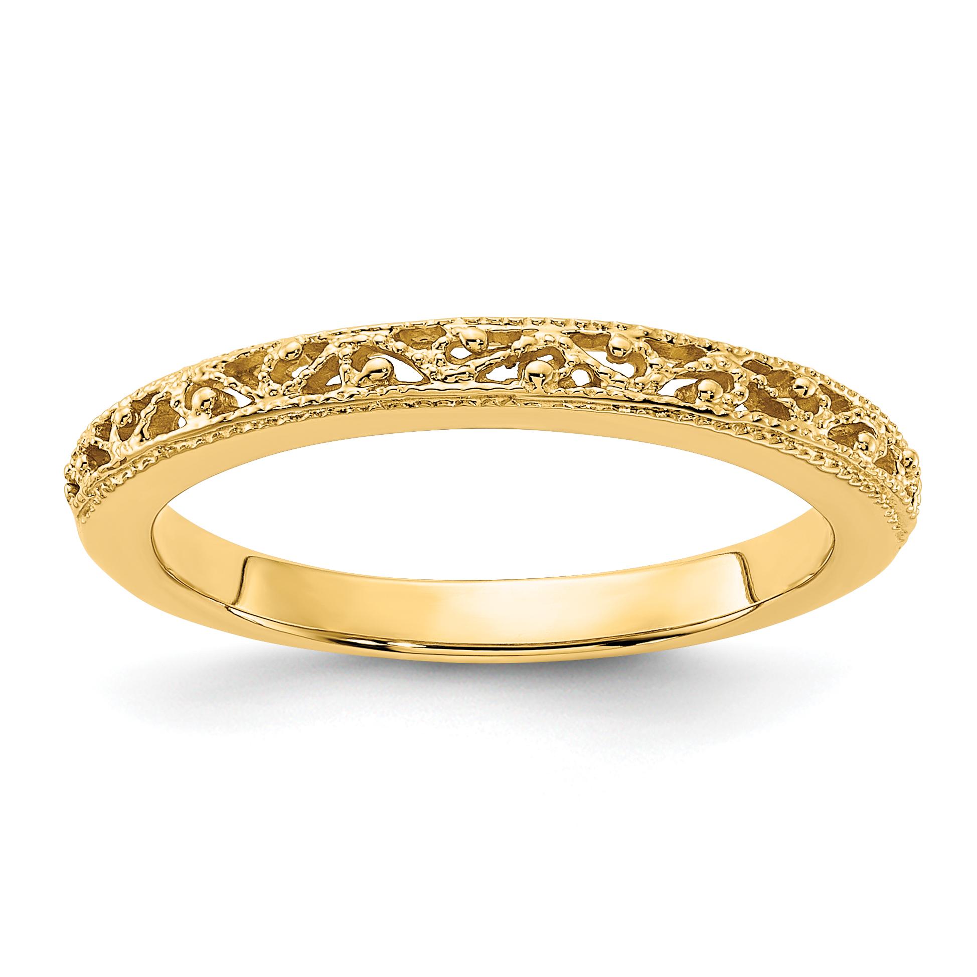 14k 3mm Filigree Wedding Band (X9499)
