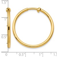 14K Yellow Gold 2x25mm Polished Tube Hoop Non-pierced Earrings view 4