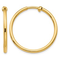 14K Yellow Gold 2x25mm Polished Tube Hoop Non-pierced Earrings view 1