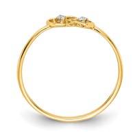 14K Yellow Gold Polished a Diamond Two Hearts Ring view 2