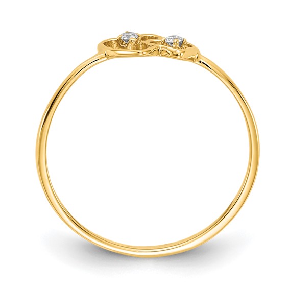 Gold Polished Diamond Heart Rings