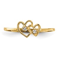 14K Yellow Gold Polished a Diamond Two Hearts Ring view 5