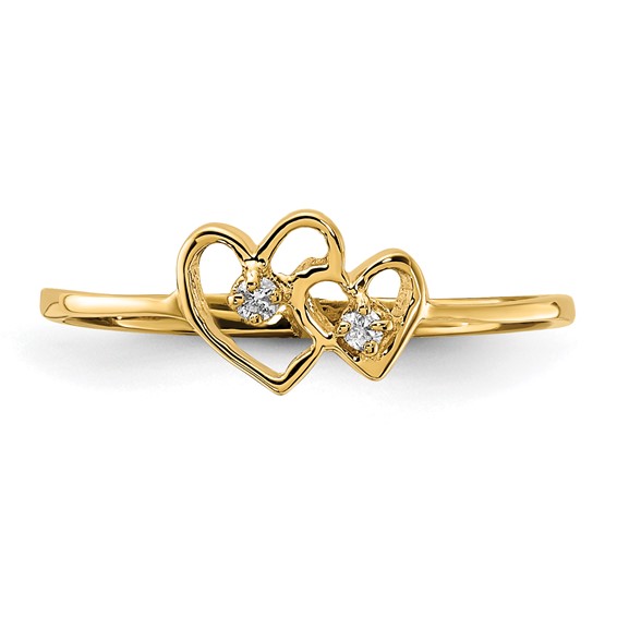 Gold Polished Diamond Heart Rings