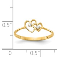 14K Yellow Gold Polished a Diamond Two Hearts Ring view 4