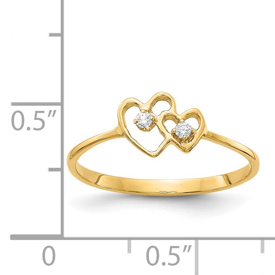 Gold Polished Diamond Heart Rings