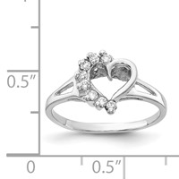 14K White Gold Polished 0.12 Carat Aaa Diamond Heart Ring view 3