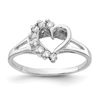 14K White Gold Polished 0.12 Carat Aaa Diamond Heart Ring view 1