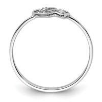 14K White Gold Polished AA Diamond Two Hearts Ring view 2