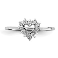 14K White Gold Polished 0.17 Carat AA Diamond Heart Ring view 5