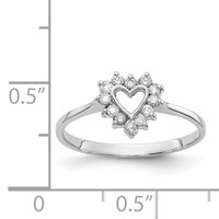 14K White Gold Polished 0.17 Carat AA Diamond Heart Ring view 4