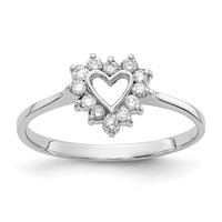 14K White Gold Polished 0.17 Carat AA Diamond Heart Ring view 1