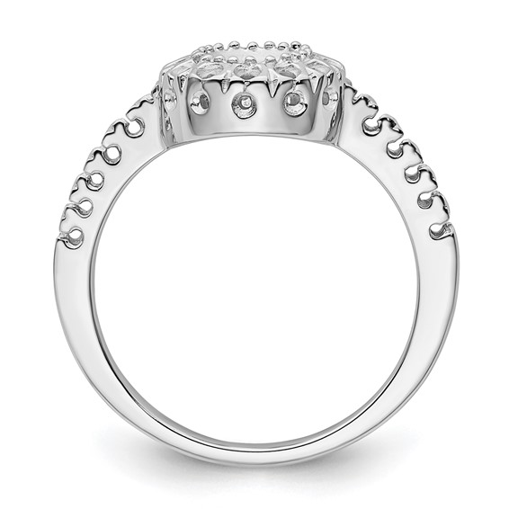 14k White Gold Polished Holds 24-1.5mm and 1-5mm Round Gemstone Ring Mounting