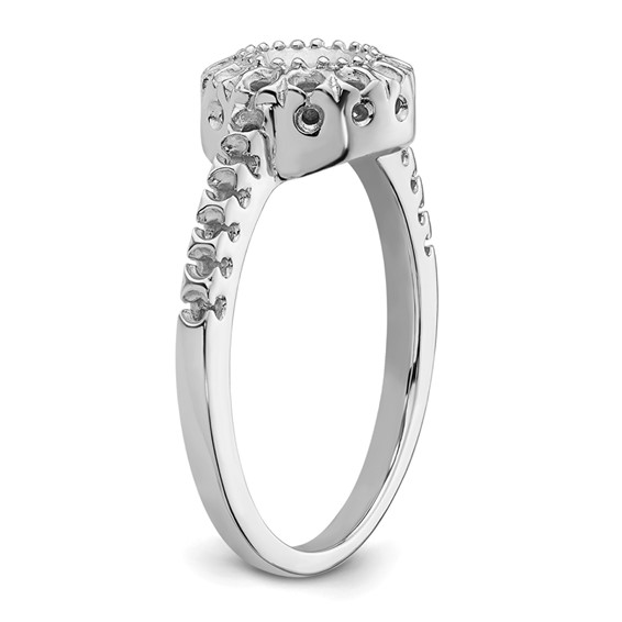 14k White Gold Polished Holds 24-1.5mm and 1-5mm Round Gemstone Ring Mounting