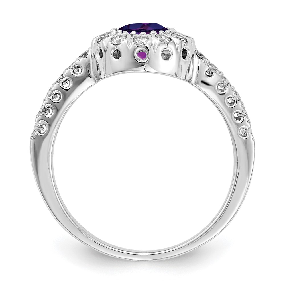 14k White Gold 5mm Amethyst AA Diamond ring (X9641AM/AA)