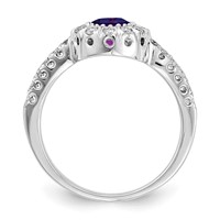 14K White Gold 5mm Round Amethyst and 0.33 Carat AA Diamond Halo Ring view 2