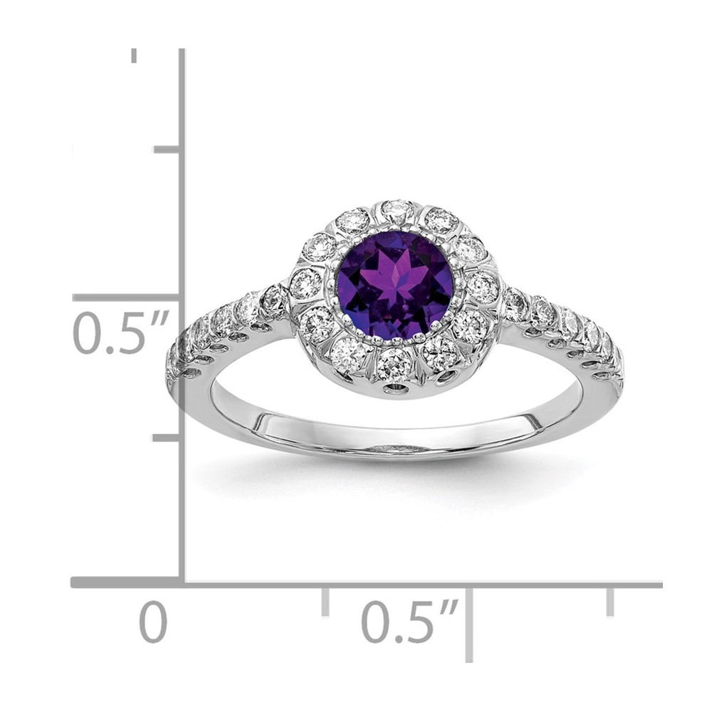 14k White Gold 5mm Amethyst AA Diamond ring (X9641AM/AA)