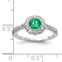 14K White Gold 5mm Emerald VS Diamond Ring view 2