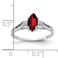 14K White Gold 8x 4mm Marquise Garnet a Diamond Ring view 2