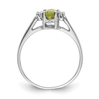 14K White Gold 8x 4mm Marquise Peridot and 0.05 Carat VS Diamond Ring view 2