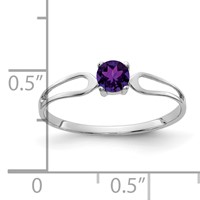 14K White Gold 4mm Round Amethyst Split Shank Ring view 2