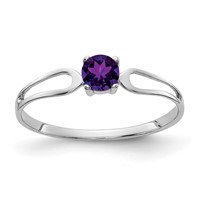 14K White Gold 4mm Round Amethyst Split Shank Ring view 1