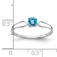 14K White Gold 4mm Round Blue Topaz Split Shank Ring view 2
