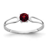 14K White Gold 4mm Round Garnet Split Shank Ring view 1