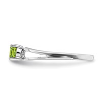 14K White Gold 4mm Round Peridot Split Shank Ring view 3