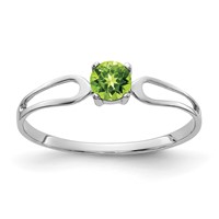 14K White Gold 4mm Round Peridot Split Shank Ring view 1