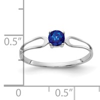 14K White Gold 4mm Round Blue Sapphire Split Shank Ring view 2