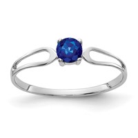 14K White Gold 4mm Round Blue Sapphire Split Shank Ring view 1