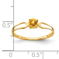 14K 4mm Yellow Gold Round Citrine Split Shank Ring view 2