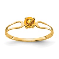 14K 4mm Yellow Gold Round Citrine Split Shank Ring view 1