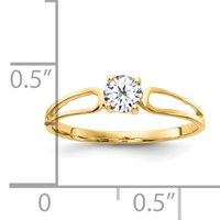 14K 4mm Yellow Gold Round Cubic Zirconia Split Shank Ring view 2