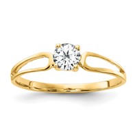 14K 4mm Yellow Gold Round Cubic Zirconia Split Shank Ring view 1