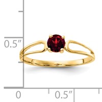 14K 4mm Yellow Gold Round Garnet Split Shank Ring view 2