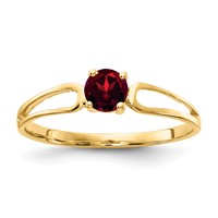 14K 4mm Yellow Gold Round Garnet Split Shank Ring view 1