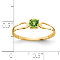 14K 4mm Yellow Gold Round Peridot Split Shank Ring view 2