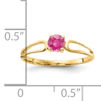 14K 4mm Round Pink Tourmaline Split Shank Ring view 2
