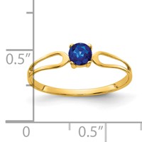 14K 4mm Yellow Gold Round Blue Sapphire Ring view 2